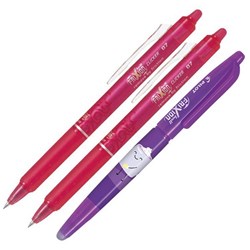 Pilot Frixion Pink Clicker Erasable Rollerball Gel Pen 0.7mm Fine Tip, Set of 2