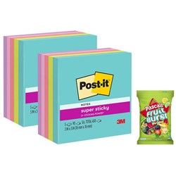 Post-it® Notes 654-5SSMIA Super Sticky 76x76mm Supernova, 2 Packs of 5