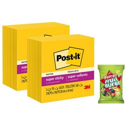 Post-it® Notes 654-5SSY Super Sticky 76x76mm Yellow, 2 Packs of 5