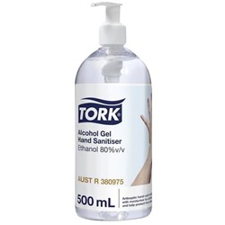 Tork Alcohol Gel Hand Sanitiser 500ml, Carton of 12