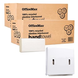 OfficeMax Eco Paper Towel 100% Recycled Interleaved Slimline, 2 Cartons of 20 Packs