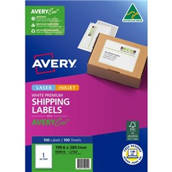 Avery Premium Shipping Labels L7167 White Inkjet Laser 1 Per Sheet 100 Sheets