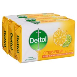 Dettol Citrus Fresh Bar Soap 100g, Pack of 3