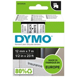 Dymo Labelling Tape Cassette LabelManager D1 45013 12mm x 7m Black on White