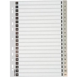 OfficeMax Index Dividers 20 Tab 1-20 A4 Polypropylene Grey