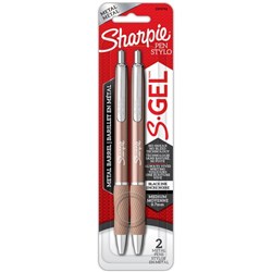 Sharpie S-Gel Rollerball Pen 0.7mm Metal Barrel Black, Pack of 2