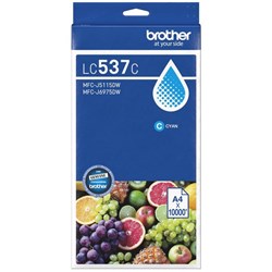 Brother LC537C Cyan Ink Cartridge