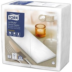 Tork LinStyle Premium 8 Fold Dinner Napkins 1 Ply 478180 White, Carton of 14 Packs