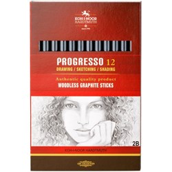 Koh-I-Noor 8911 Progresso Woodless 2B Graphite Sticks, Pack of 12