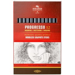 Koh-I-Noor 8911 Progresso Woodless 4B Graphite Sticks, Pack of 12