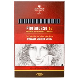 Koh-I-Noor 8911 Progresso Woodless 8B Graphite Sticks, Pack of 12