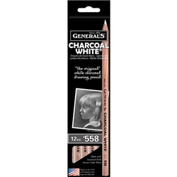 General’s Charcoal Pencils 558 White, Box of 12
