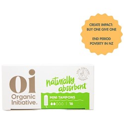 Oi Dignity Organic Tampons Mini, Carton of 12 Packs of 16 - Buy 1 & Give 1