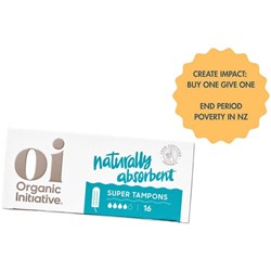 Oi Dignity Organic Tampons Super, Carton of 12 Packs of 16 - Buy 1 & Give 1