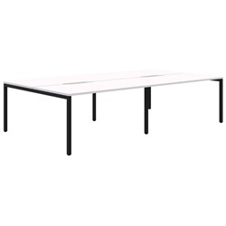 Ventra Fixed Height Desk 4 Pod Back To Back 1500x800mm Snow Velvet/Black