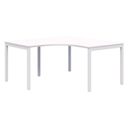 Ventra Fixed Height 90 Degree Corner Workstation 1500x1500x800mm Snow Velvet/White