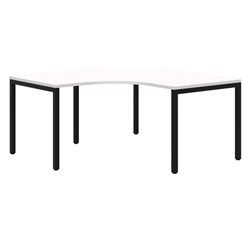 Ventra Fixed Height 90 Degree Corner Workstation 1500x1500x800mm Snow Velvet/Black