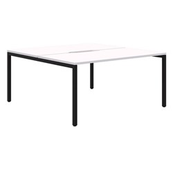 Ventra Fixed Height Desk 2 Pod Back To Back 1500x800mm Snow Velvet/Black