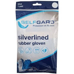 Pomona Selfgard 309 Silverlined Rubber Gloves Size XL Blue, Carton of 144 Pairs