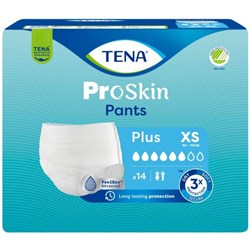 TENA ProSkin Unisex Continence Pants Plus XS, Carton of 4 Packs of 14