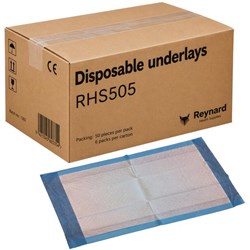 Reynard Disposable Underlays 5 ply 600x430mm, Carton of 6 Packs of 50