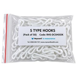 Reynard Disposable Curtain Roller S Hooks White, Pack of 50