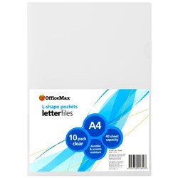 OfficeMax L-Shaped Pockets A4 Clear, Pack of 10