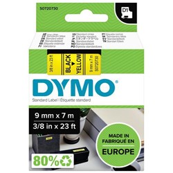 Dymo Labelling Tape Cassette LabelManager D1 40918 9mm x 7m Black on Yellow
