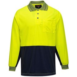 Prime Polo Shirt Long Sleeve Day Only Unisex 3XL Yellow/Navy