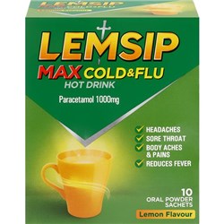 Lemsip Max Cough & Flu Sachet Lemon, Pack of 10