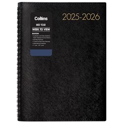 Collins Boston A53 Mid Year Diary A5 Week To View 1 July 2025 to 30 June 2026 Black