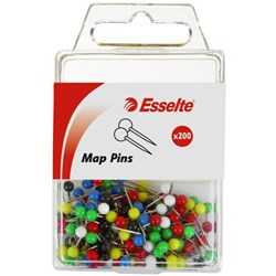 Esselte Map Pins Assorted Colours, Pack of 200