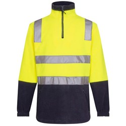 Portwest Hi Vis Polar Fleece Jacket With Tape Half Zip Yellow/Navy XL