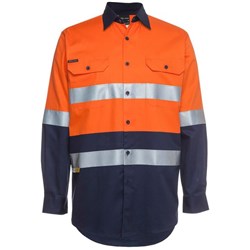JB's Wear Hi Vis Shirt Long Sleeve Orange/Navy Small
