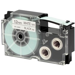 Casio EZ Labelling Tape Cassette 12mm x 8m Black on White
