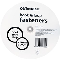 OfficeMax Hook Only Fasteners Strip 25mm x 25m White