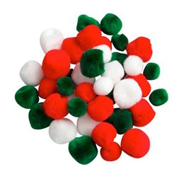 Pom Poms Standard Christmas Colours, Pack of 100