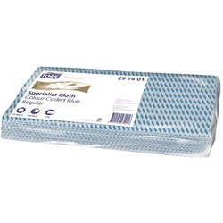 Tork Premium Regular Colour Coded Cloths 600 x 300mm Blue 297401, Pack of 25
