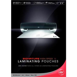 GBC A4 High Speed Laminating Pouches 80 Micron, Pack of 100
