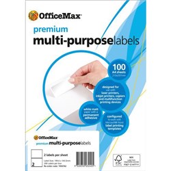 OfficeMax Premium Multi-Purpose Labels 199.6x143.5mm L7168 White 2 Per Sheet