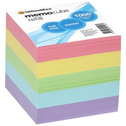 OfficeMax Memo Cube Refill 97x97mm Full Size Pastel