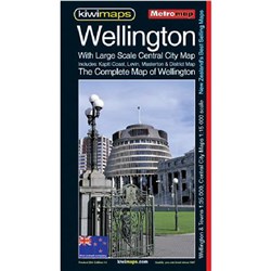 Kiwi Maps Wellington Wall Map Laminated 1000x690mm