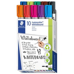 Staedtler Lumocolor Whiteboard Markers Bullet Tip Assorted Colours, Pack of 10