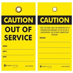 Mayo Security Tag Out of Service TAGOOS Yellow