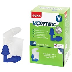 Esko Vortex RE50-BU Reusable Earplugs Class 5 Uncorded, Box of 50 pairs