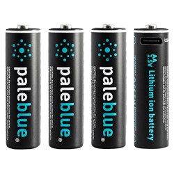 Pale Blue AA USB-C Rechargeable Batteries, Pack of 4