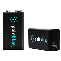 Pale Blue 9v USB-C Rechargeable Batteries, Pack of 2