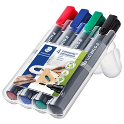 Staedtler Lumocolor 352 Assorted Colours Permanent Marker Bullet Tip, Pack of 4