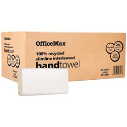 OfficeMax Eco Paper Towel 100% Recycled Interleaved Slimline, 20 Packs of 200