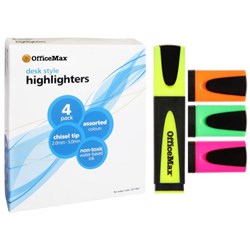 OfficeMax Assorted Colours Desk Style Highlighters Chisel Tip, Pack of 4